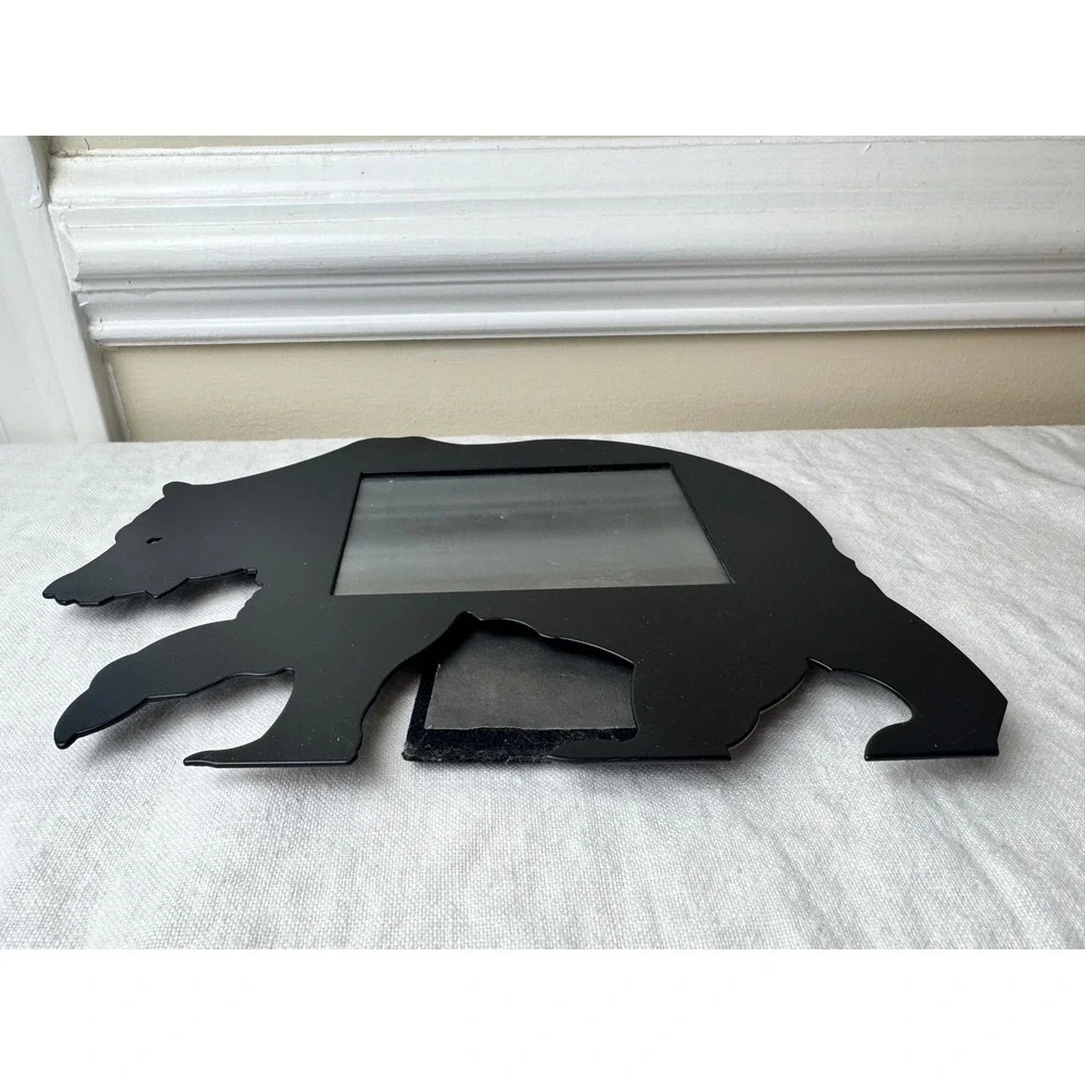 Vintage Black Metal Bear Silhouette Photo Frame 4x6 Rustic Lodge Cabin Decor